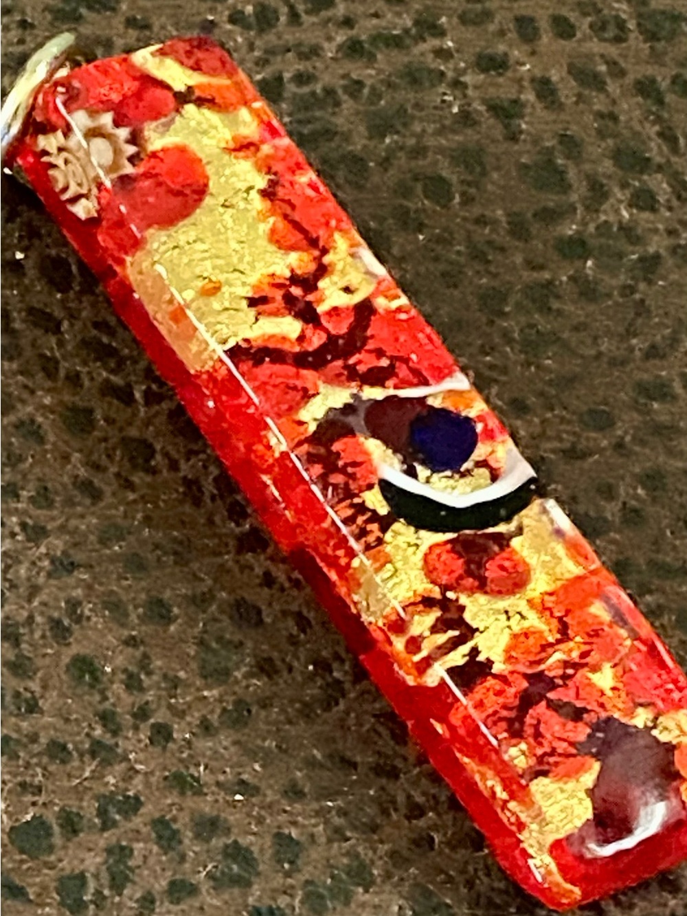 Glass of Venice, Murano Venetian Glass Reflections Stick Pendant 24 kt gold